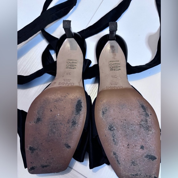 Ganni Black Bow-Trimmed Lace-Up Heel Size 38/8 - Picture 8 of 14